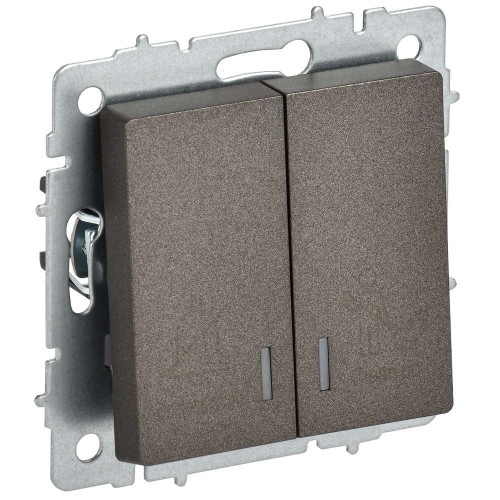 BRITE Выключатель 2-клавишный с индикацией для отелей 10А ВС10-2-9-БрТБ темная бронза IEK BR-V20-2-10-K45, купить в Минске по самой низкой цене