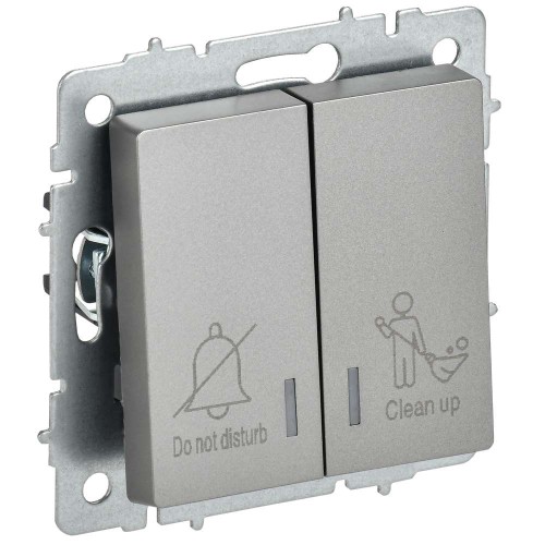 BRITE Выключатель 2-клавишный с индикацией для отелей 10А ВС10-2-9-БрС сталь IEK BR-V20-2-10-K46, купить в Минске по самой низкой цене