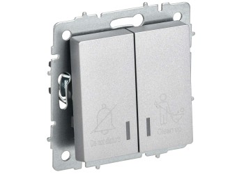 BRITE Выключатель 2-клавишный с индикацией для отелей 10А ВС10-2-9-БрА алюминий IEK BR-V20-2-10-K47