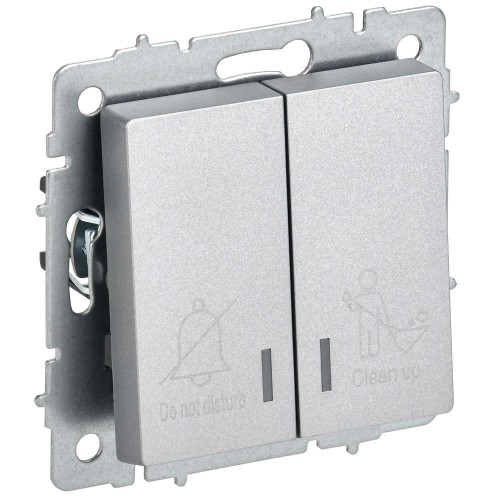 BRITE Выключатель 2-клавишный с индикацией для отелей 10А ВС10-2-9-БрА алюминий IEK BR-V20-2-10-K47, купить в Минске по самой низкой цене