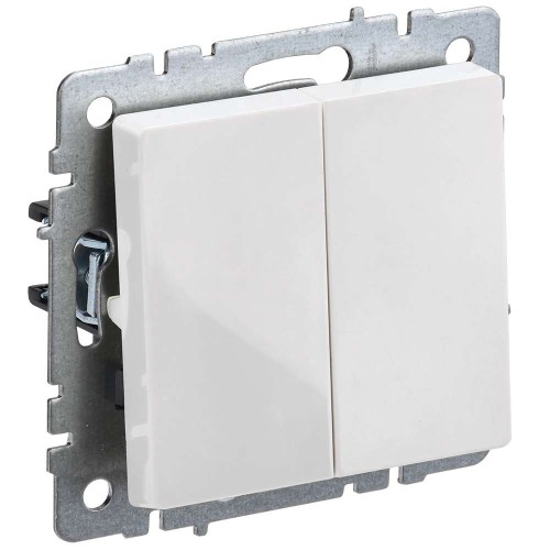 BRITE Выключатель 2-клавишный проходной 10А ВС10-2-6-БрБ белый BR-V22-0-10-K01-PRO, купить в Минске по самой низкой цене