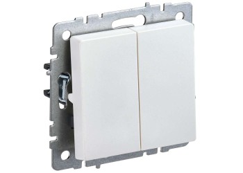 BRITE Выключатель 2-клавишный проходной 10А ВС10-2-6-БрЖ жемчуг IEK BR-V22-0-10-K36