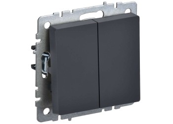 BRITE Выключатель 2-клавишный проходной 10А ВС10-2-6-БрГ графит IEK BR-V22-0-10-K53
