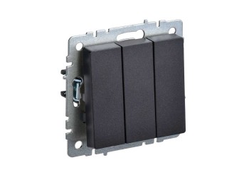 Выключатель трехклавишный IEK Brite черный BR-V30-0-10-K02