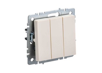 Выключатель трехклавишный IEK Brite бежевый BR-V30-0-10-K10