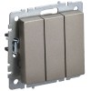 BRITE Выключатель 3-клавишный 10А ВС10-3-0-БрШ шампань IEK BR-V30-0-10-K37, купить в Минске по самой низкой цене