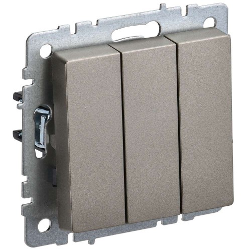 BRITE Выключатель 3-клавишный 10А ВС10-3-0-БрШ шампань IEK BR-V30-0-10-K37, купить в Минске по самой низкой цене