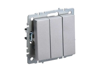 Выключатель трехклавишный IEK Brite алюминий BR-V30-0-10-K47