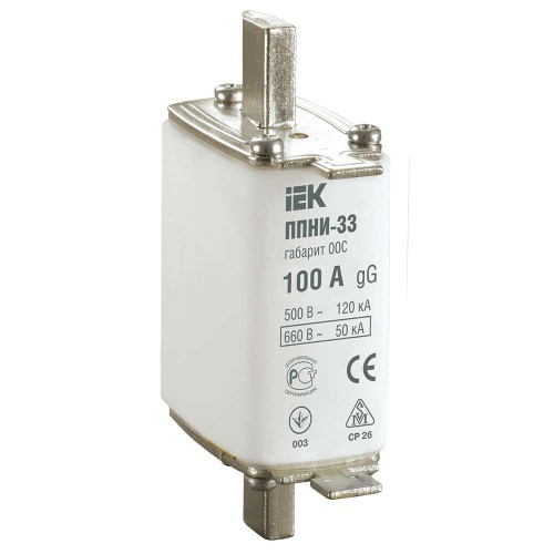 Плавкая вставка предохранителя ППНИ-33 габарит 00С 100А IEK DPP11-100, купить в Минске по самой низкой цене