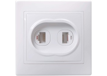 KVARTA Розетка 2-местная RJ11+RJ45 кат.5е РК/Т12-КБ белый IEK EIK10-K01-DM