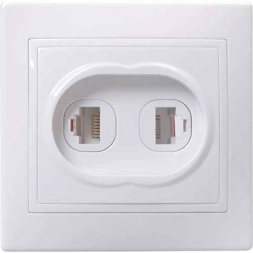 KVARTA Розетка 2-местная RJ11+RJ45 кат.5е РК/Т12-КБ белый IEK EIK10-K01-DM, купить в Минске по самой низкой цене