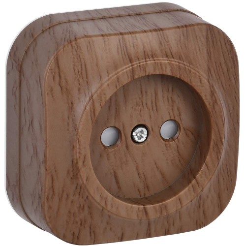 GLORY Розетка 1-местная для открытой установки без заземления с защитными шторками 10А РСш20-2-ХД дуб IEK ERH13-K24-10, купить в Минске по самой низкой цене