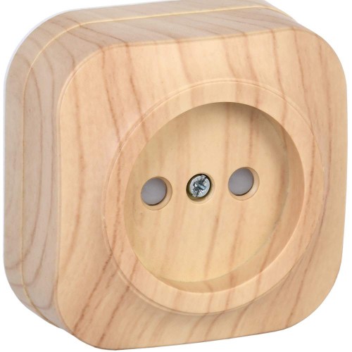 GLORY Розетка 1-местная для открытой установки без заземления с защитными шторками 10А РСш20-2-ХС сосна IEK ERH13-K34-10, купить в Минске по самой низкой цене