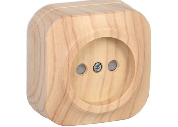 GLORY Розетка 1-местная для открытой установки без заземления с защитными шторками 10А РСш20-2-ХС сосна IEK ERH13-K34-10