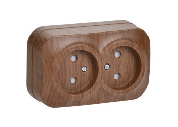 GLORY Розетка 2-местная для открытой установки без заземления с защитными шторками 10А РСш22-2-ХД дуб IEK ERH23-K24-10