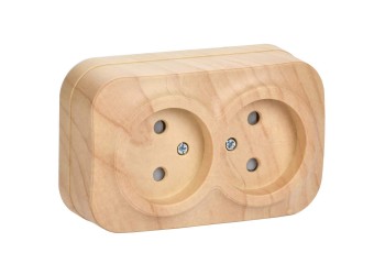 GLORY Розетка 2-местная для открытой установки без заземления с защитными шторками 10А РСш22-2-ХС сосна IEK ERH23-K34-10