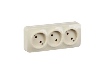 Розетка тройная 2P IEK Glory кремовая ERH30-K33-10