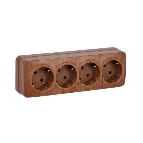 Розетка четырехместная 2P+PE IEK Glory дуб ERH41-K24-16, купить в Минске по самой низкой цене