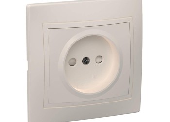 KVARTA Розетка 1-местная без заземления с защитными шторками 10А РСш10-2-ККм кремовый IEK ERK10-K33-10-DM