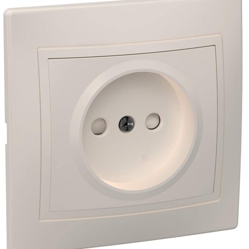 KVARTA Розетка 1-местная без заземления с защитными шторками 10А РСш10-2-ККм кремовый IEK ERK10-K33-10-DM, купить в Минске по самой низкой цене