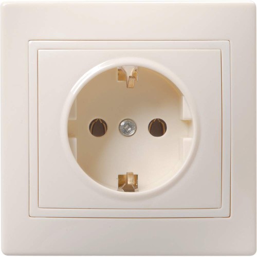 KVARTA Розетка 1-местная с заземлением с защитными шторками 16А РСш10-3-ККм кремовый IEK ERK11-K33-16-DM, купить в Минске по самой низкой цене