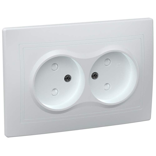KVARTA Розетка 2-местная без заземления с защитными шторками 10А РСш12-2-КБ белый IEK ERK20-K01-10-DM, купить в Минске по самой низкой цене