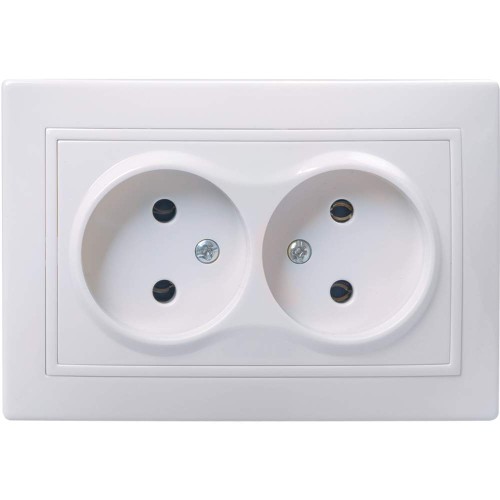 KVARTA Розетка 2-местная без заземления без защитных шторок 10А кер РС12-2-КБ белый IEK ERK20-K01-10-K, купить в Минске по самой низкой цене