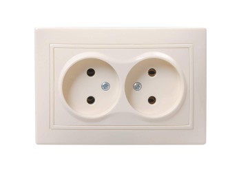 KVARTA Розетка 2-местная без заземления без защитных шторок 10А кер. РС12-2-Км кремовый IEK ERK20-K33-10-K