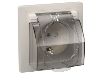 KVARTA Розетка с заземлением с защитными шторками IP44 16А кер РСбш11-3-ККБ-44 белый IEK ERK71-K01-10-DM-44