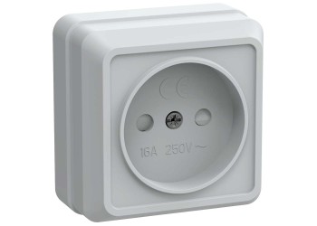 OKTAVA Розетка 1-местная без заземления с защитными шторками для открытой установки 10А РСш20-2-ОБ белый IEK ERO13-K01-10-DC