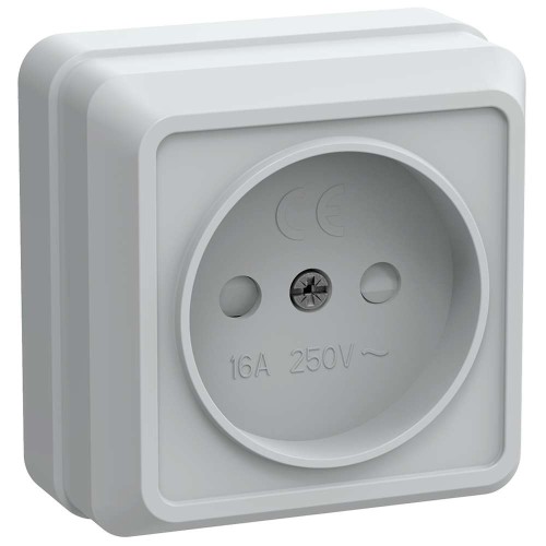 OKTAVA Розетка 1-местная без заземления с защитными шторками для открытой установки 10А РСш20-2-ОБ белый IEK ERO13-K01-10-DC, купить в Минске по самой низкой цене