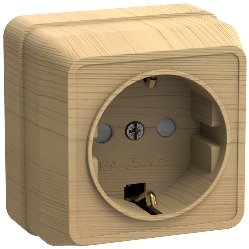 OKTAVA Розетка 1-местная с заземлением с защитными шторками для открытой установки 16А РСш20-3-ОС сосна IEK ERO14-K03-16-DC, купить в Минске по самой низкой цене