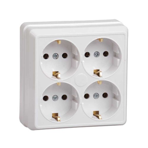 Розетка четырехместная 2P+PE IEK Oktava белая ERO41-K01-16-DC, купить в Минске по самой низкой цене