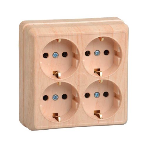 Розетка четырехместная 2P+PE IEK Oktava сосна ERO41-K03-16-DC, купить в Минске по самой низкой цене