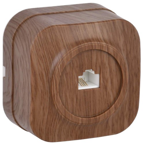 GLORY Розетка для открытой установки телефонная RJ11 РТ20-ХД дуб IEK ETH10-K24, купить в Минске по самой низкой цене