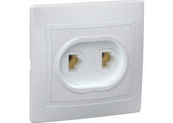KVARTA Розетка 2-местная телефонная RJ11 РТ12-КБ белый IEK ETK20-K01-DM