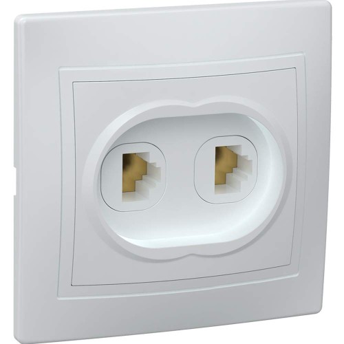 KVARTA Розетка 2-местная телефонная RJ11 РТ12-КБ белый IEK ETK20-K01-DM, купить в Минске по самой низкой цене