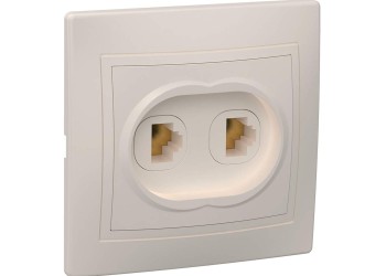 KVARTA Розетка 2-местная телефонная RJ11 РТ12-ККм кремовый IEK ETK20-K33-DM