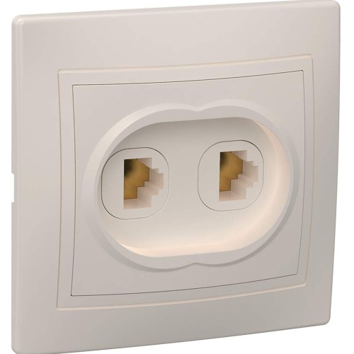 KVARTA Розетка 2-местная телефонная RJ11 РТ12-ККм кремовый IEK ETK20-K33-DM, купить в Минске по самой низкой цене