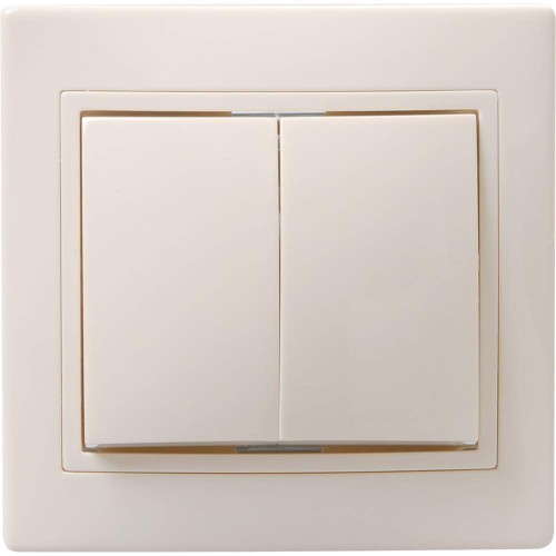 KVARTA Выключатель 2-клавишный 10А кер. ВС10-2-0-Км кремовый IEK EVK20-K33-10-K, купить в Минске по самой низкой цене