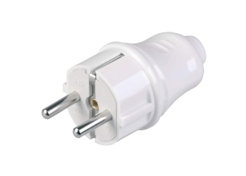 Вилка разборная прямая ВПп10-01-Ст с заземляющим контактом 16А белая IEK EVP10-16-01-K01