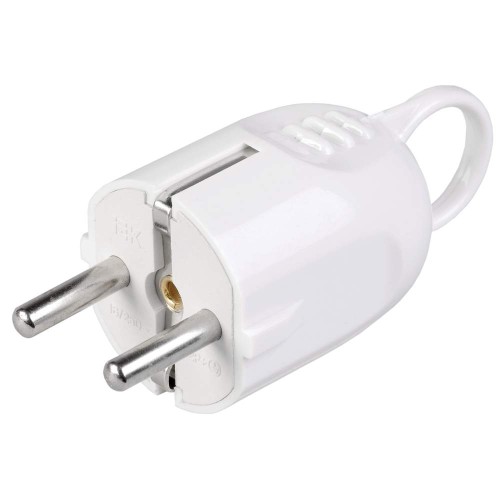 Вилка разборная угловая ВПу12-01-Ст с заземляющим контактом с кольцом 16А белая IEK EVP12-16-01-K01, купить в Минске по самой низкой цене