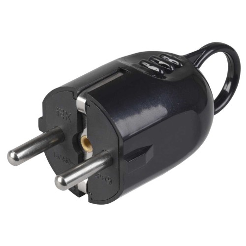 Вилка разборная угловая ВПу12-02-Ст с заземляющим контактом с кольцом 16А черная IEK EVP12-16-01-K02, купить в Минске по самой низкой цене