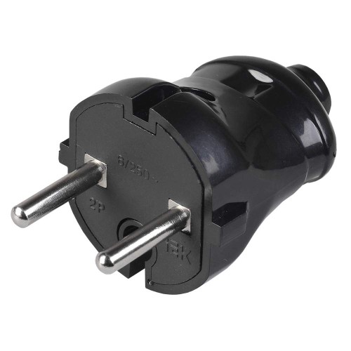 Вилка разборная прямая ВПп20-02-Ст без заземляющего контакта 6А черная IEK EVP20-06-01-K02, купить в Минске по самой низкой цене