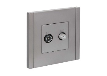 FORTE&PIANO Розетка двойная TV+SAT FP538 сталь IEK FP-AF20-O-K46