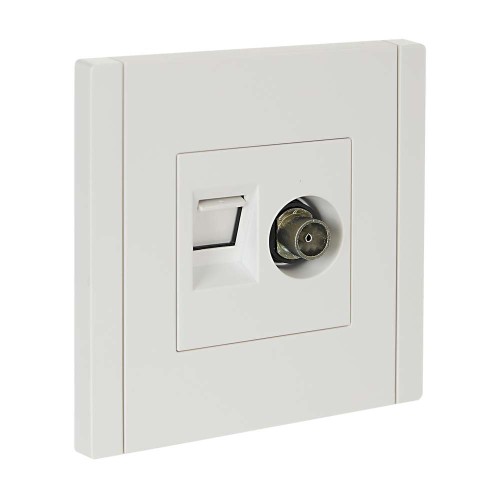 FORTE&PIANO Розетка двойная TV+RJ45 кат.5E FP236 белый IEK FP-AK20-1-K01, купить в Минске по самой низкой цене