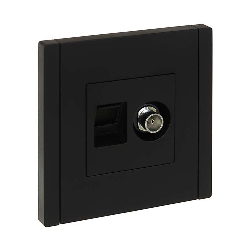 FORTE&PIANO Розетка двойная TV+RJ45 кат.5E FP136 черный IEK FP-AK20-1-K02, купить в Минске по самой низкой цене