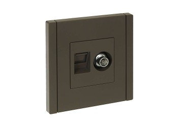 FORTE&PIANO Розетка двойная TV+RJ45 кат.5E FP336 серый IEK FP-AK20-1-K03