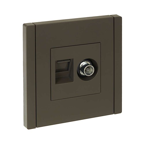 FORTE&PIANO Розетка двойная TV+RJ45 кат.5E FP336 серый IEK FP-AK20-1-K03, купить в Минске по самой низкой цене