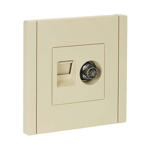 FORTE&PIANO Розетка двойная TV+RJ45 кат.5E FP436 ваниль IEK FP-AK20-1-K10, купить в Минске по самой низкой цене